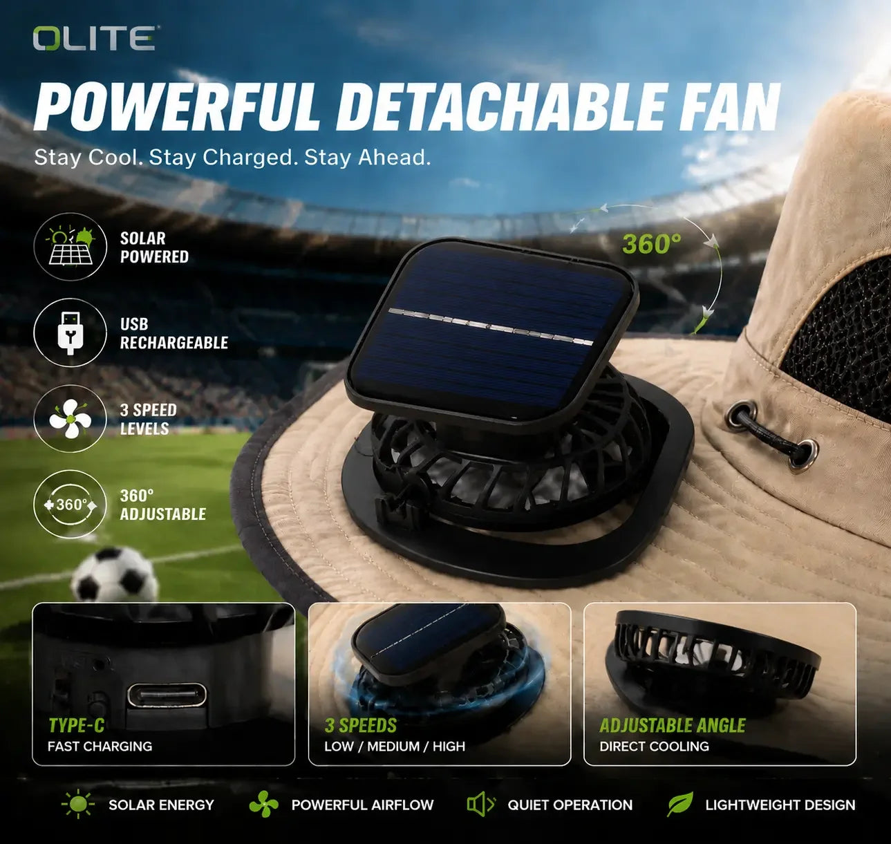 New Solar-Powered Outdoor Cooling Fan Hat
