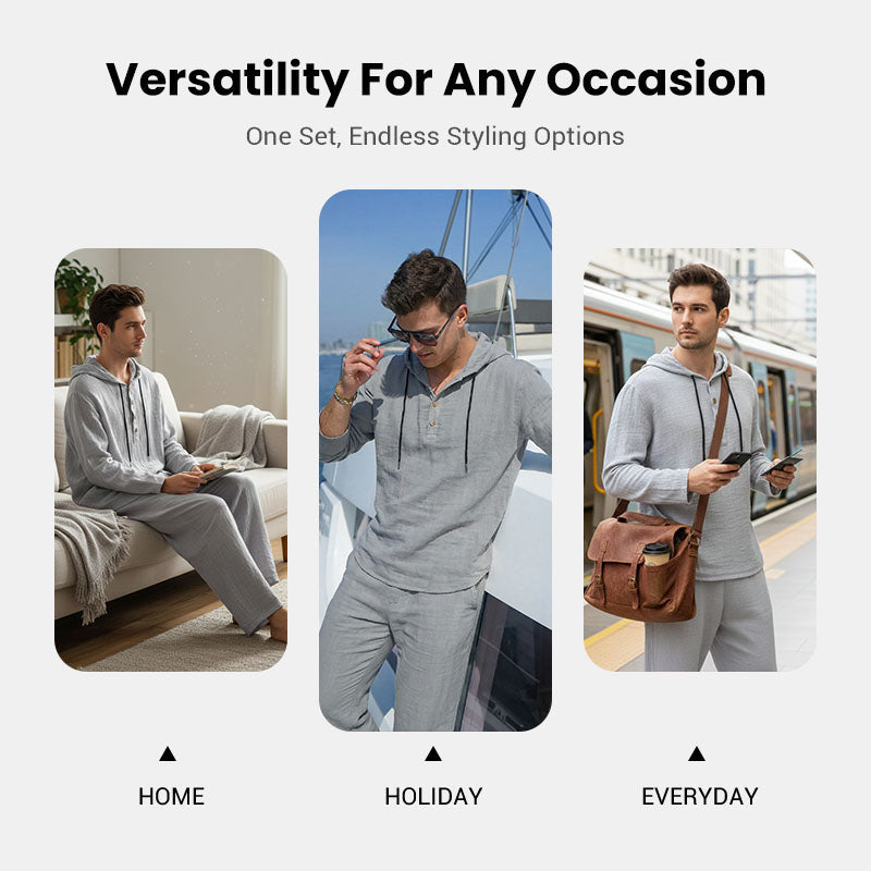 💥Men's Hooded Casual Loose Top & Pants 2-Piece Set